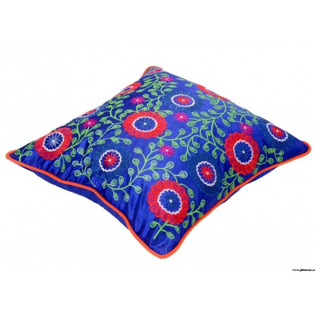 Traditional Royal Blue Embroidery Cushion Cover at ghfonline.in