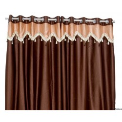 Crush Material Brown Ivory Curtains