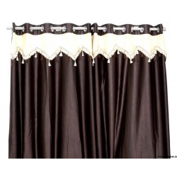 Crush Material Coffee Ivory Curtains