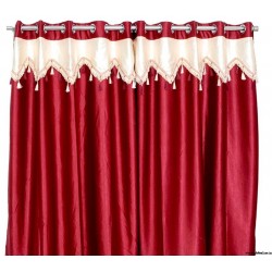 Crush Material Red Ivory Curtains