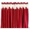 Crush Material Red Ivory Curtains