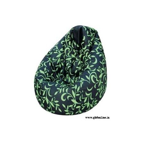 Black-Green Leafs Design Printed Comfortable Branded XXL Sized Bean Bag