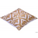 Premium Quality Lurex Golden on White Spades Cushion Cover